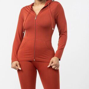 Women's Seamless Zip Up Set BRICK Red